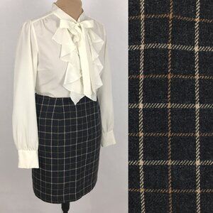 Vintage Wool Pencil Skirt Checkered